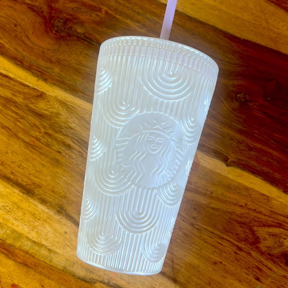 Brand new Starbucks 16 oz cold cup white pearl